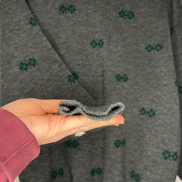 VTG Marshall Field Italian Wool Sweater Men 52 Large Gray Argyle Long Sleeve 80s - Picture 11 of 16